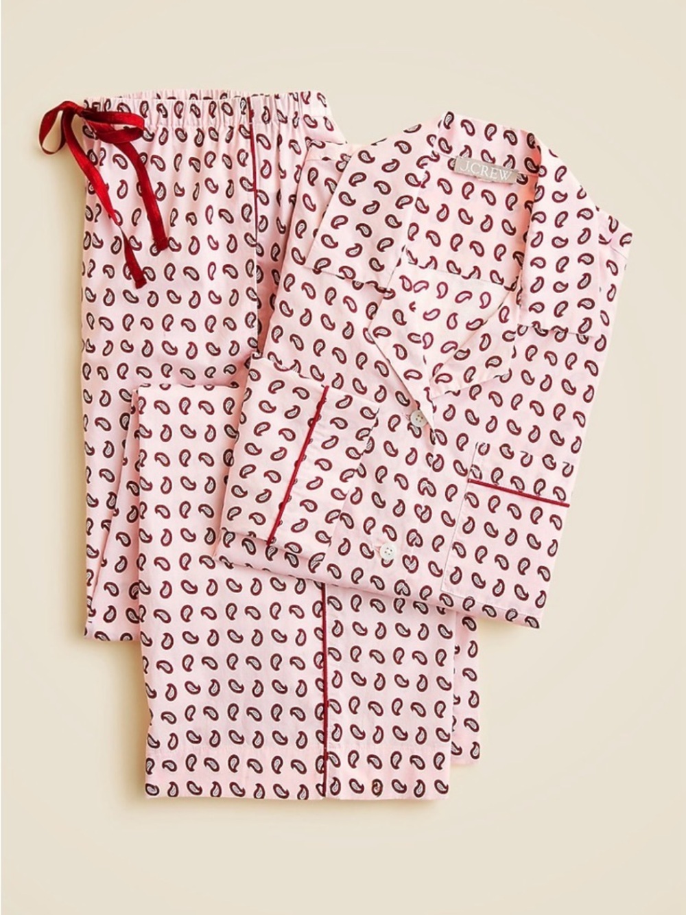 NWOT J Crew  Women’s Pink Paisley 2 PC Print Pajama Set Size L